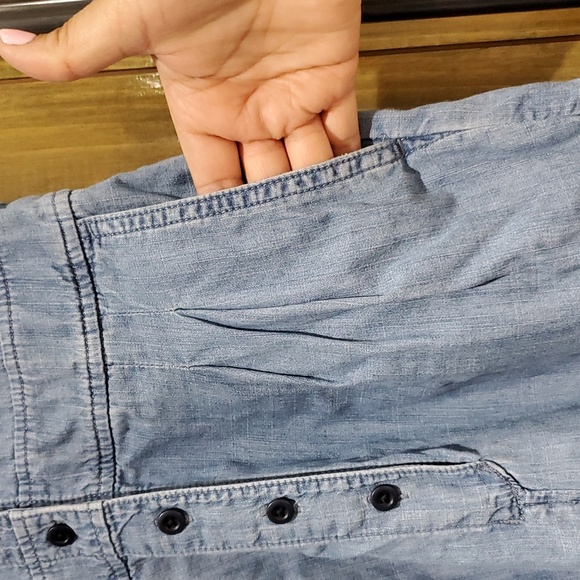 MADEWELL JUMPSUIT BLUE DENIM JEAN ROMPER SIZE 0 CASUAL PLEATS PUFFY SLEEVES - Picture 4 of 9